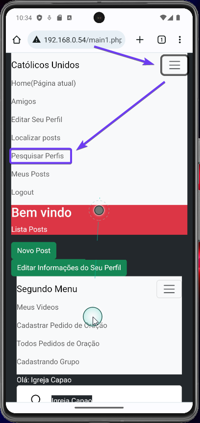 Menu no Celular